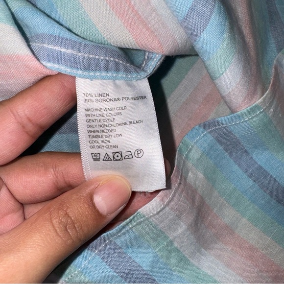 Tommy Bahama Men's linen Sunset Pier Stripe Shirt, Blue Crush large - Picture 11 of 13